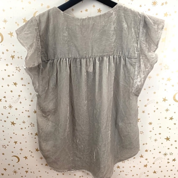 LOFT | Velvet Ruffle Sleeve V-Neck Top, NWT - Picture 7 of 7